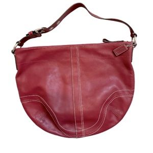 COACH Soho Red Leather Hobo Shoulder Bag